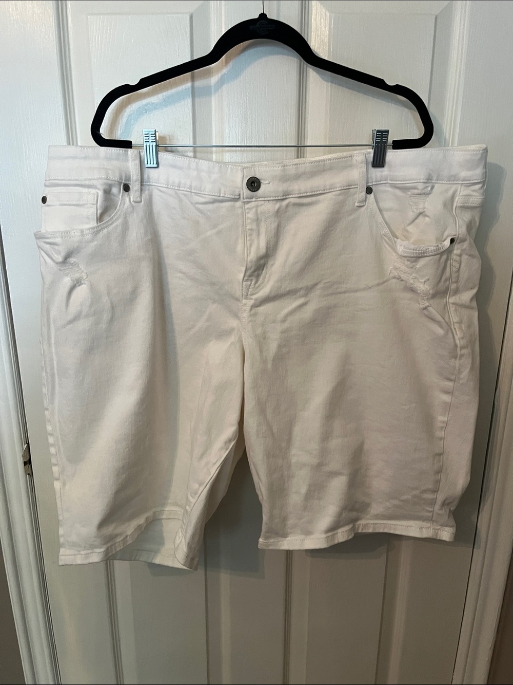 torrid White Stretch Denim Bermuda Shorts